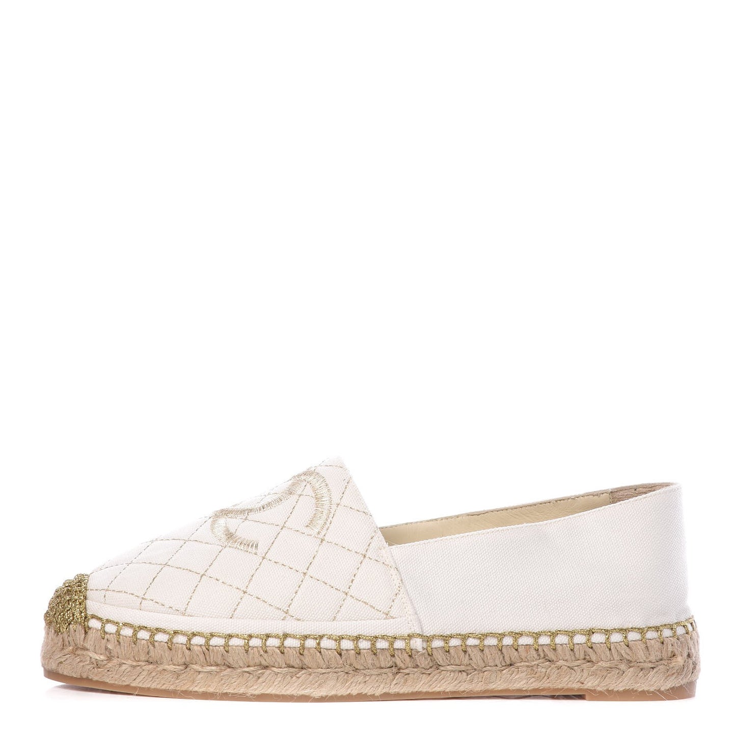 Fabric Biarritz CC Espadrilles 40 White Gold