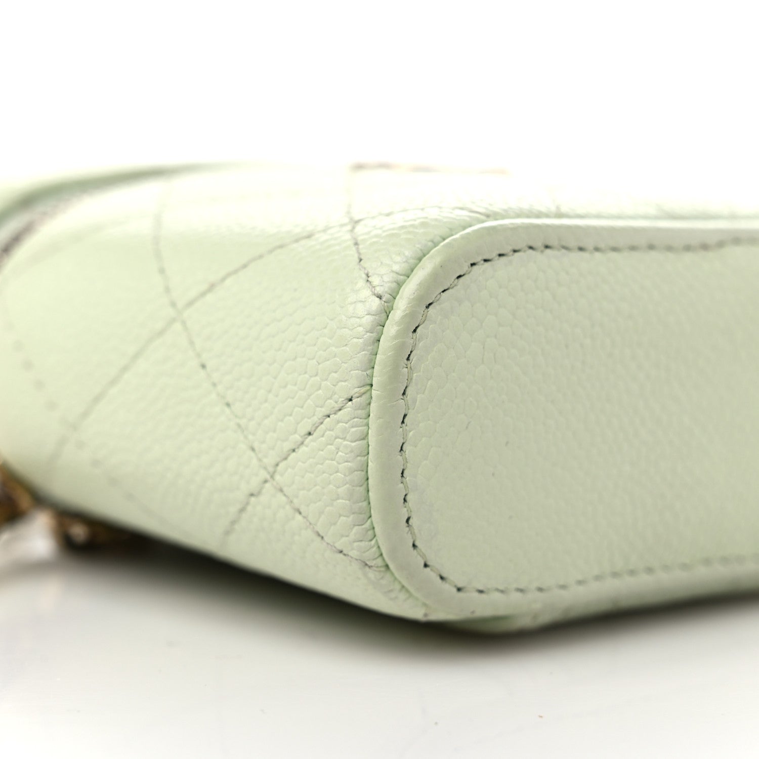 Chanel Caviar Quilted Small Handle With Care Vanity Case With Chain Light Green 8 of 11