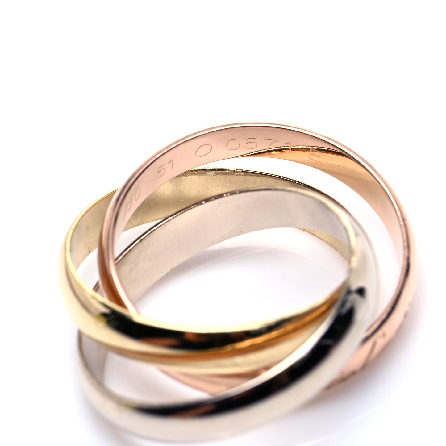18K Pink Yellow White Gold Classic Les Must De Cartier Trinity Ring 51 5.75