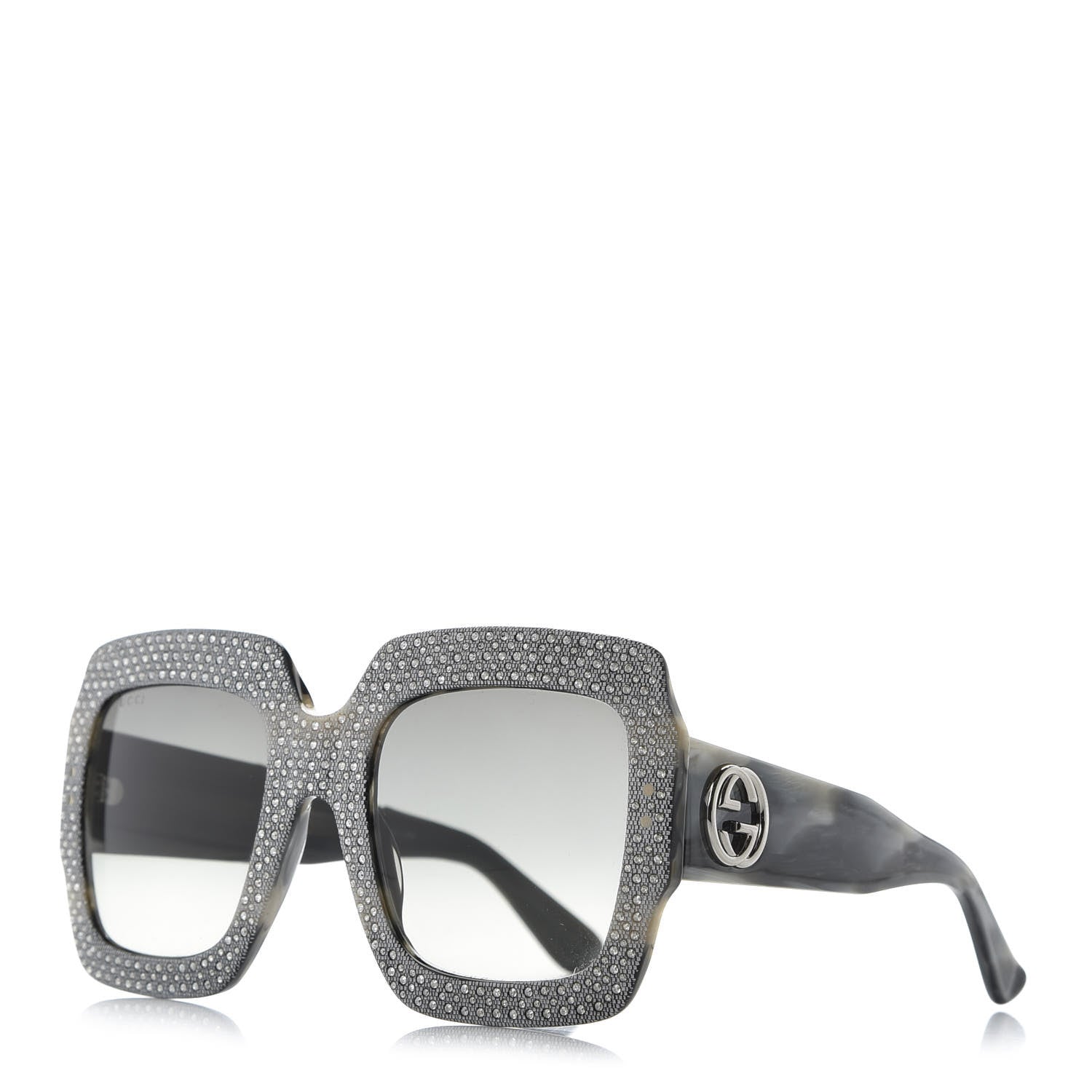 Gucci Crystal Square Frame Sunglasses GG0048S Grey 1 of 8