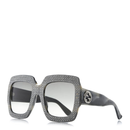 Gucci Crystal Square Frame Sunglasses GG0048S Grey 1 of 8