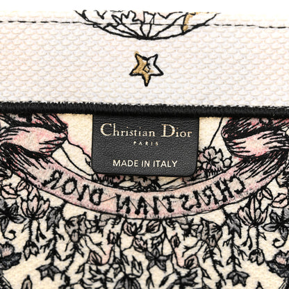 Christian Dior Canvas Embroidered Large Butterfly Around The World Book Tote White Pastel Pink 6 of 11