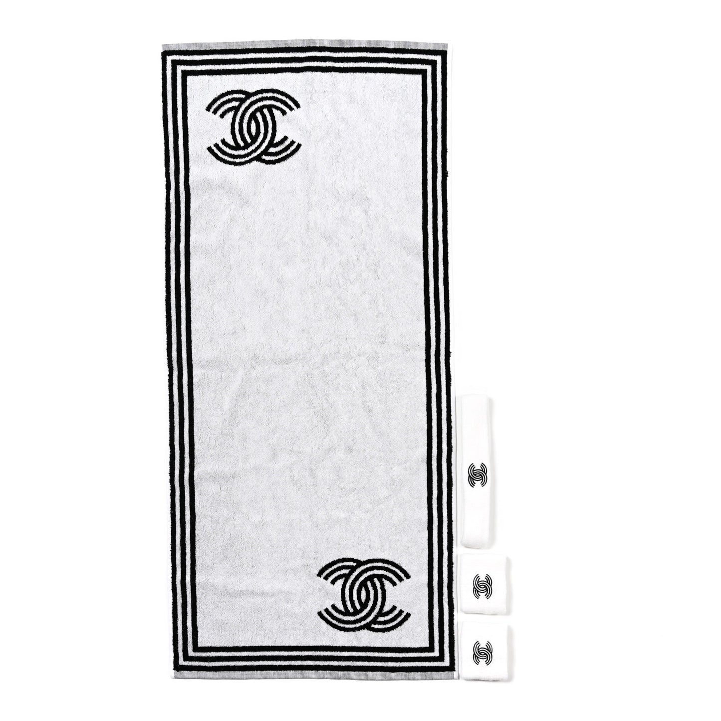 Terry Cotton CC Sports Set Towel Black White