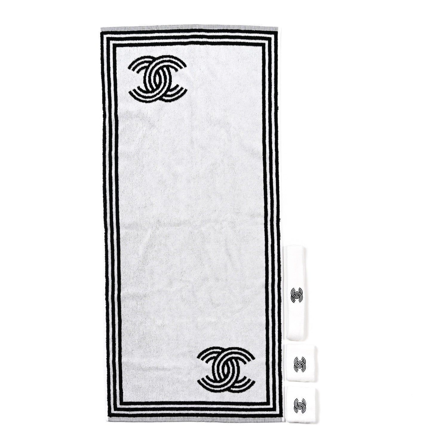 Chanel Terry Cotton CC Sports Set Towel Black White 1 of 6