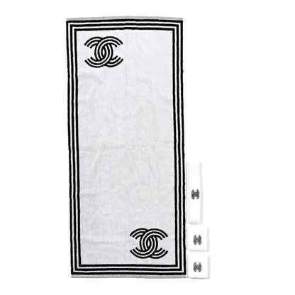 Chanel Terry Cotton CC Sports Set Towel Black White 1 of 6