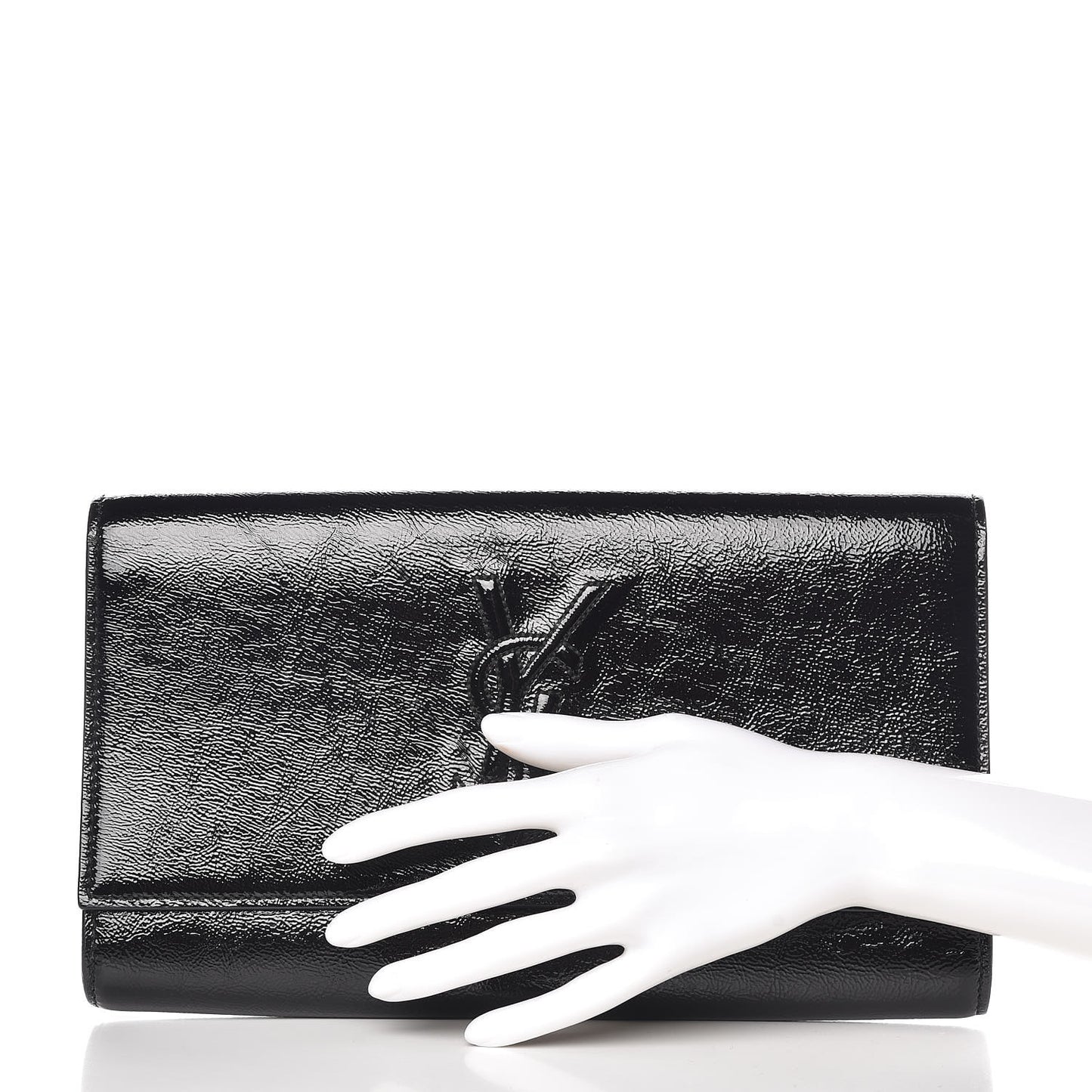 Textured Patent Monogram Large Belle De Jour Clutch Black