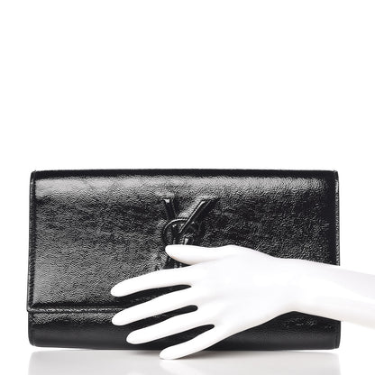 Saint Laurent Textured Patent Monogram Large Belle De Jour Clutch Black 2 of 10