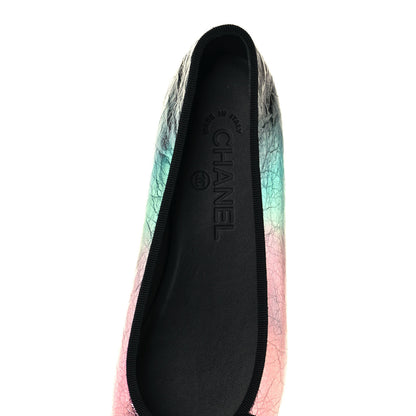 Chanel Laminated Calfskin Grosgrain Cap Toe CC Ballerina Flats 38 Multicolor Black 7 of 9