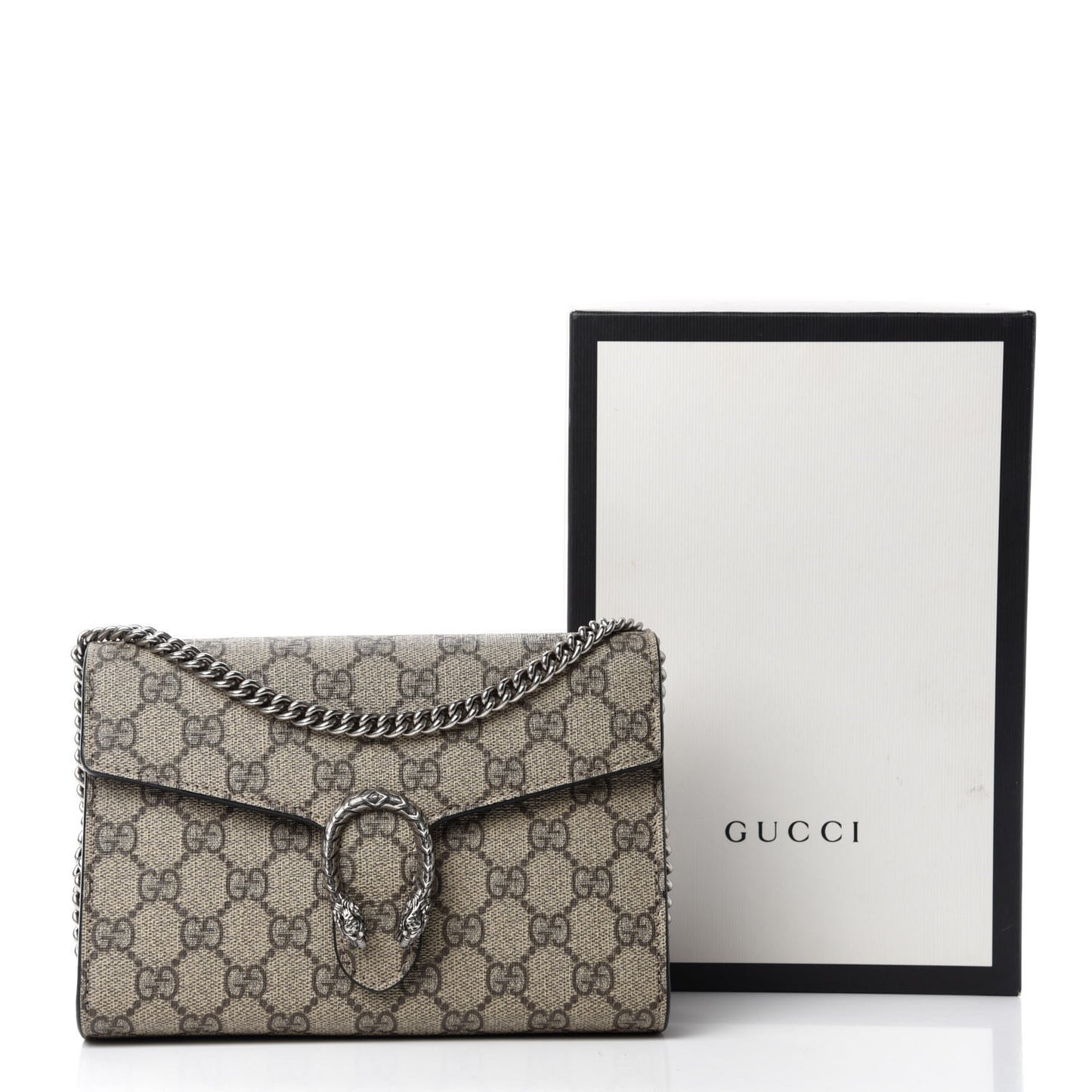GG Supreme Monogram Mini Dionysus Chain Wallet Beige Black