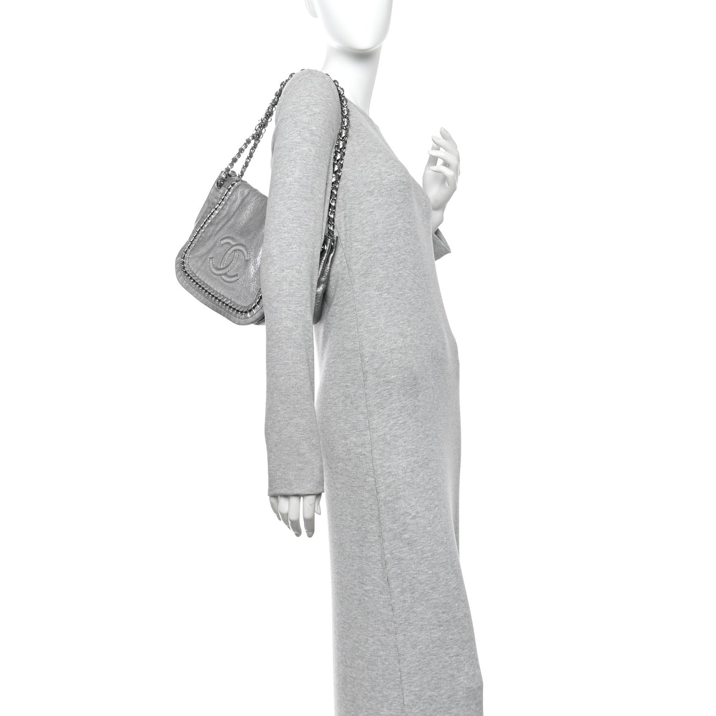 Metallic Deerskin Luxe Ligne Flap  Silver