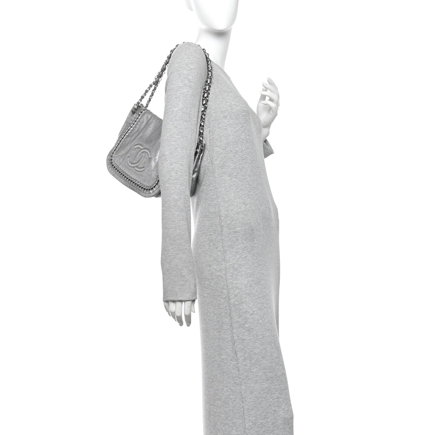 Chanel Metallic Deerskin Luxe Ligne Flap  Silver 2 of 10