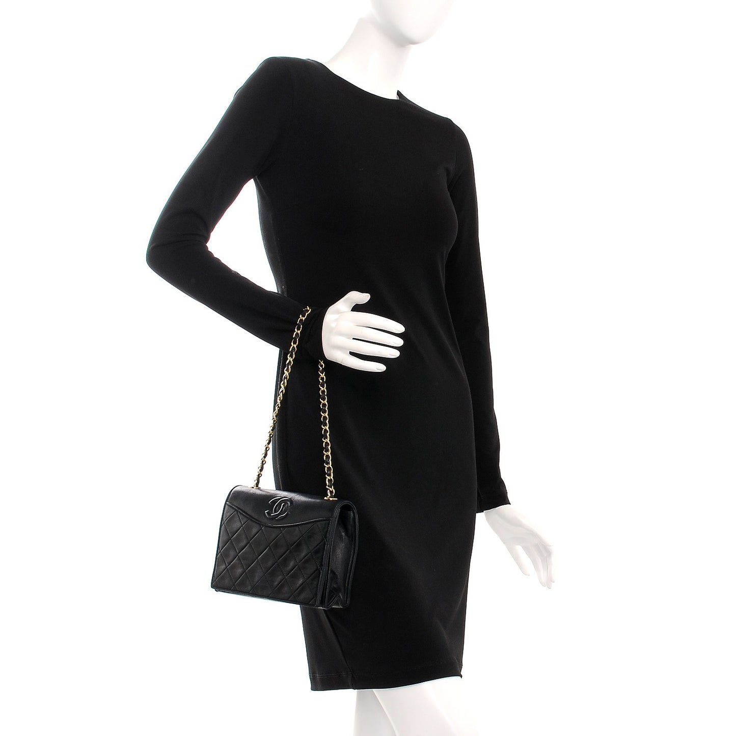 Lambskin Quilted CC Small Single Flap Black