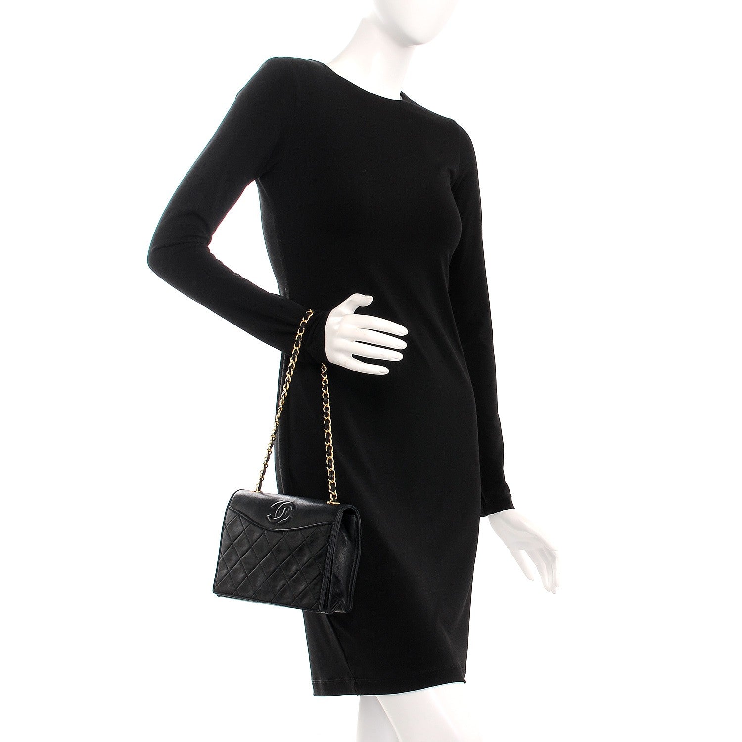 Chanel Lambskin Quilted CC Small Single Flap Black 2 of 8