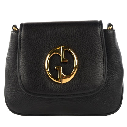 Gucci Pebbled Calfskin Small 1973 Chain Shoulder Bag Black 1 of 7