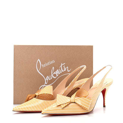 Christian Louboutin Patent Stripes Clare Nodo 80 Pumps 39.5 Banana White 8 of 8