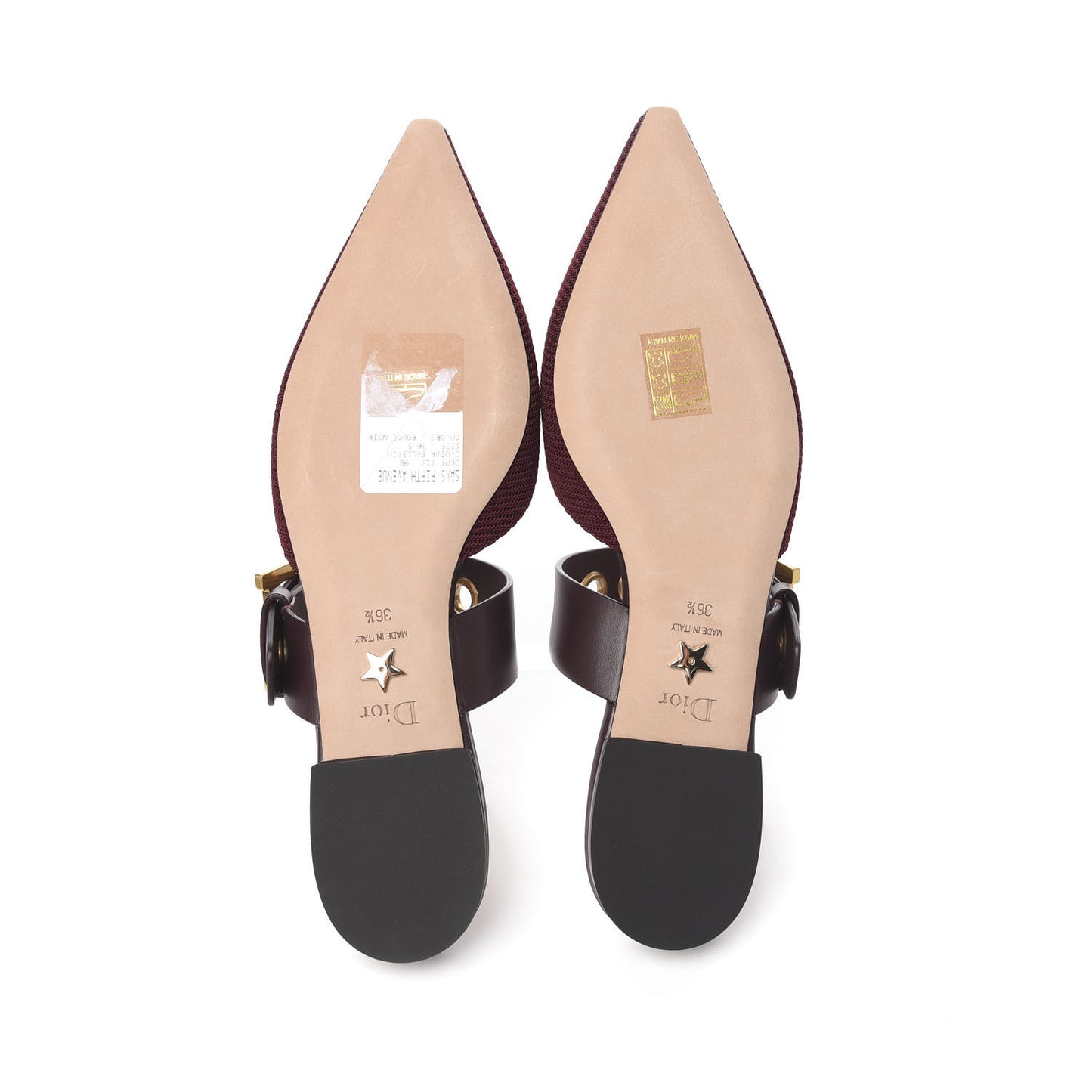 Technical Fabric Calfskin D-Dior Flat Mules 36.5 Rouge Black
