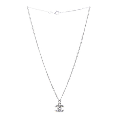Chanel Crystal CC Necklace Silver 3 of 7