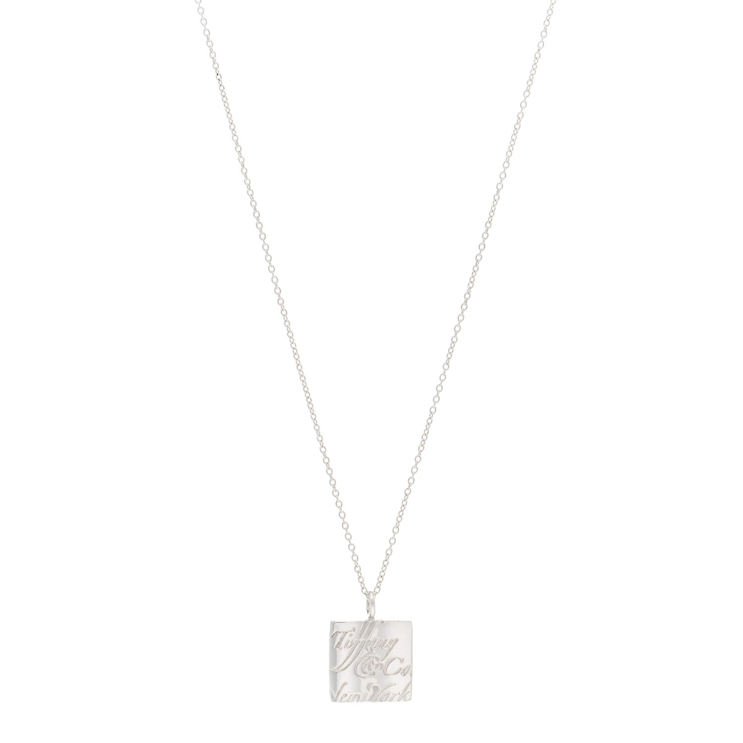 Tiffany Sterling Silver Love Notes Square Pendant Necklace 1 of 4