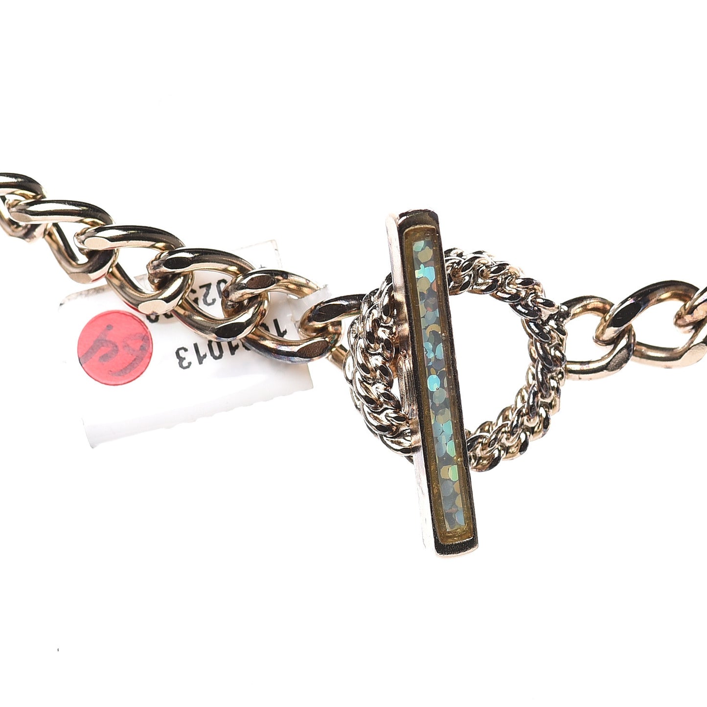 Crystal Enamel Pearl CC Logo Chain Choker Gold Multicolor