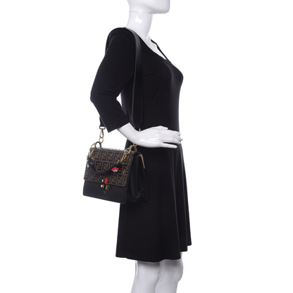Fendi Vitello Liberty Bi-Color FF 1974 Embossed Kan I Shoulder Bag Black Maya 2 of 11