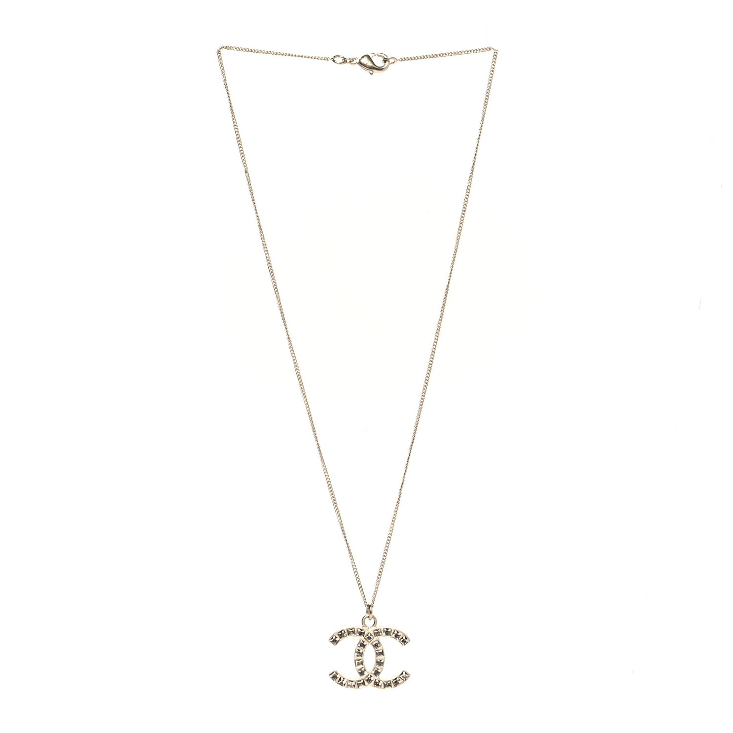 Crystal CC Pendant Necklace Gold