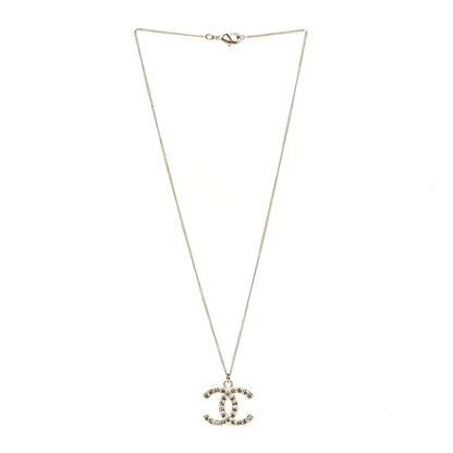 Chanel Crystal CC Pendant Necklace Gold 3 of 5