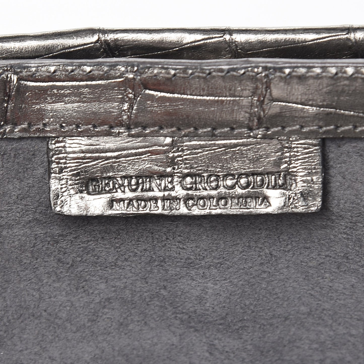 Metallic Crocodile Floral Insert Clutch Grey Yellow