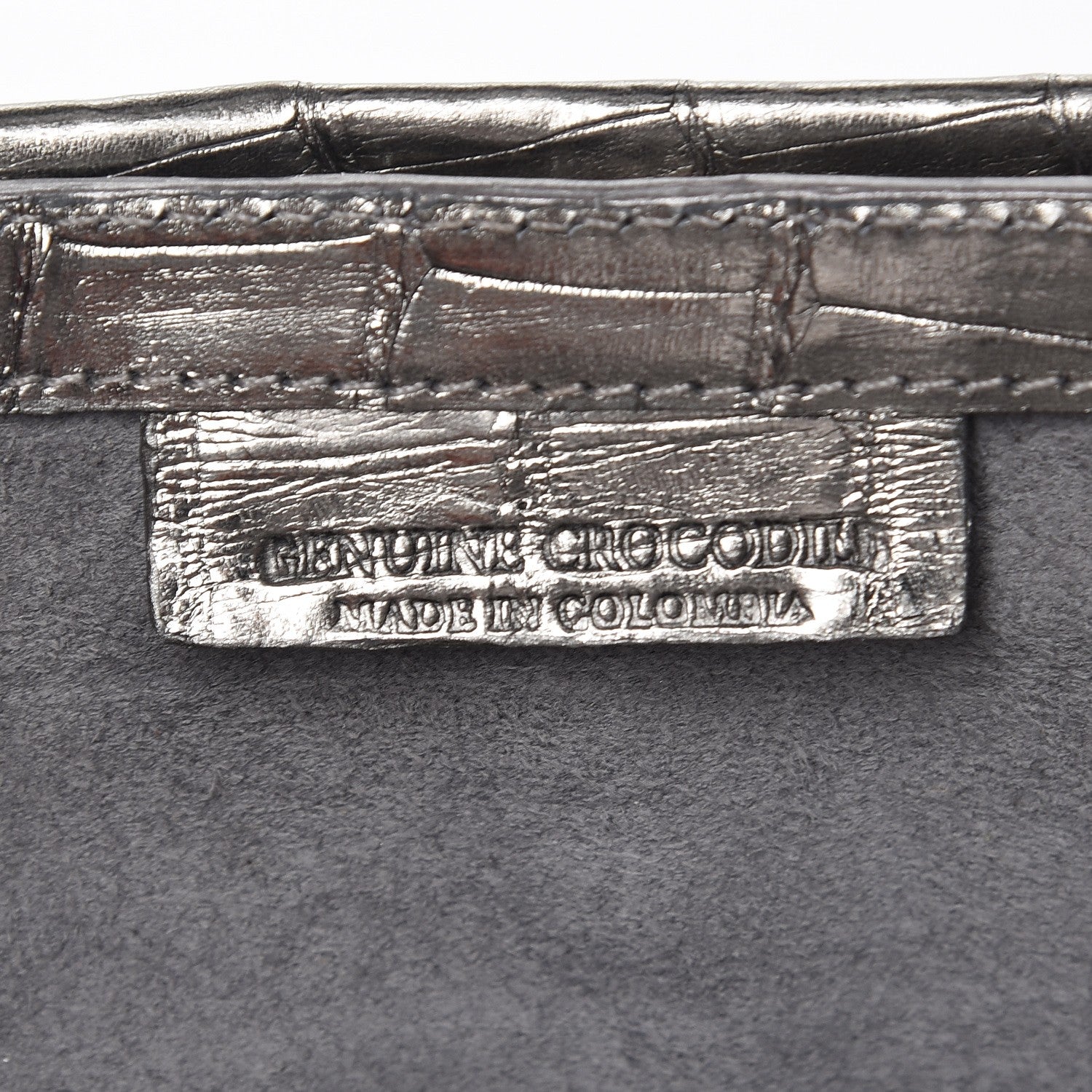 Nancy Gonzalez Metallic Crocodile Floral Insert Clutch Grey Yellow 6 of 7