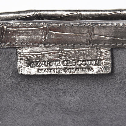Nancy Gonzalez Metallic Crocodile Floral Insert Clutch Grey Yellow 6 of 7