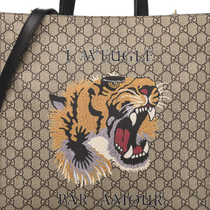 Gucci GG Supreme Monogram L'Aveugle Par Amour Print Vertical Tote Black 11 of 11