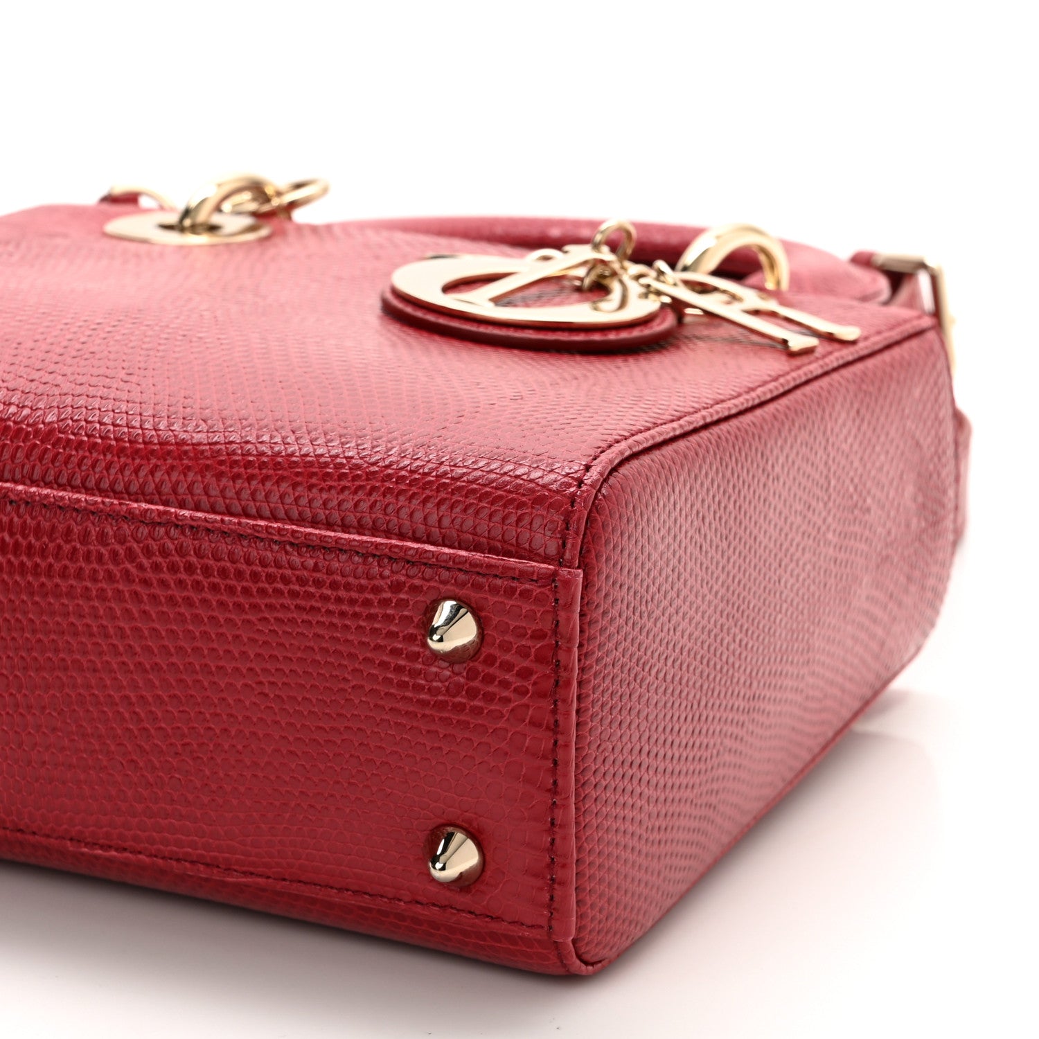 Christian Dior Lizard Small Lady Dior Cerise 9 of 11