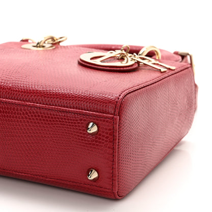 Christian Dior Lizard Small Lady Dior Cerise 9 of 11