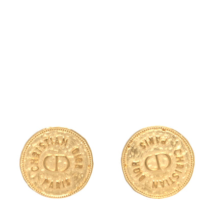 Christian Dior Metal CD Stud Earrings Gold 1 of 4