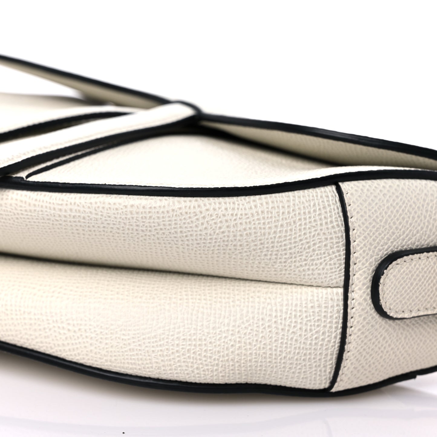Grained Calfskin Saddle Bag White