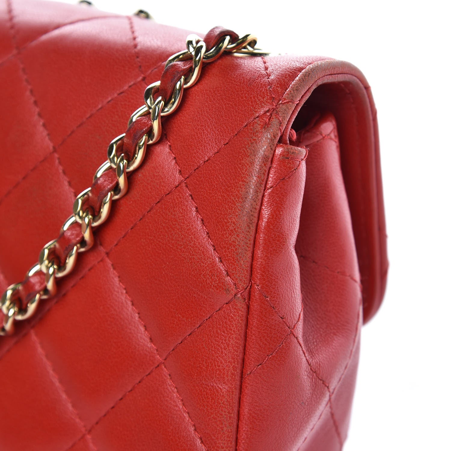 Chanel Lambskin Quilted Extra Mini V For Victory Flap Red 13 of 18
