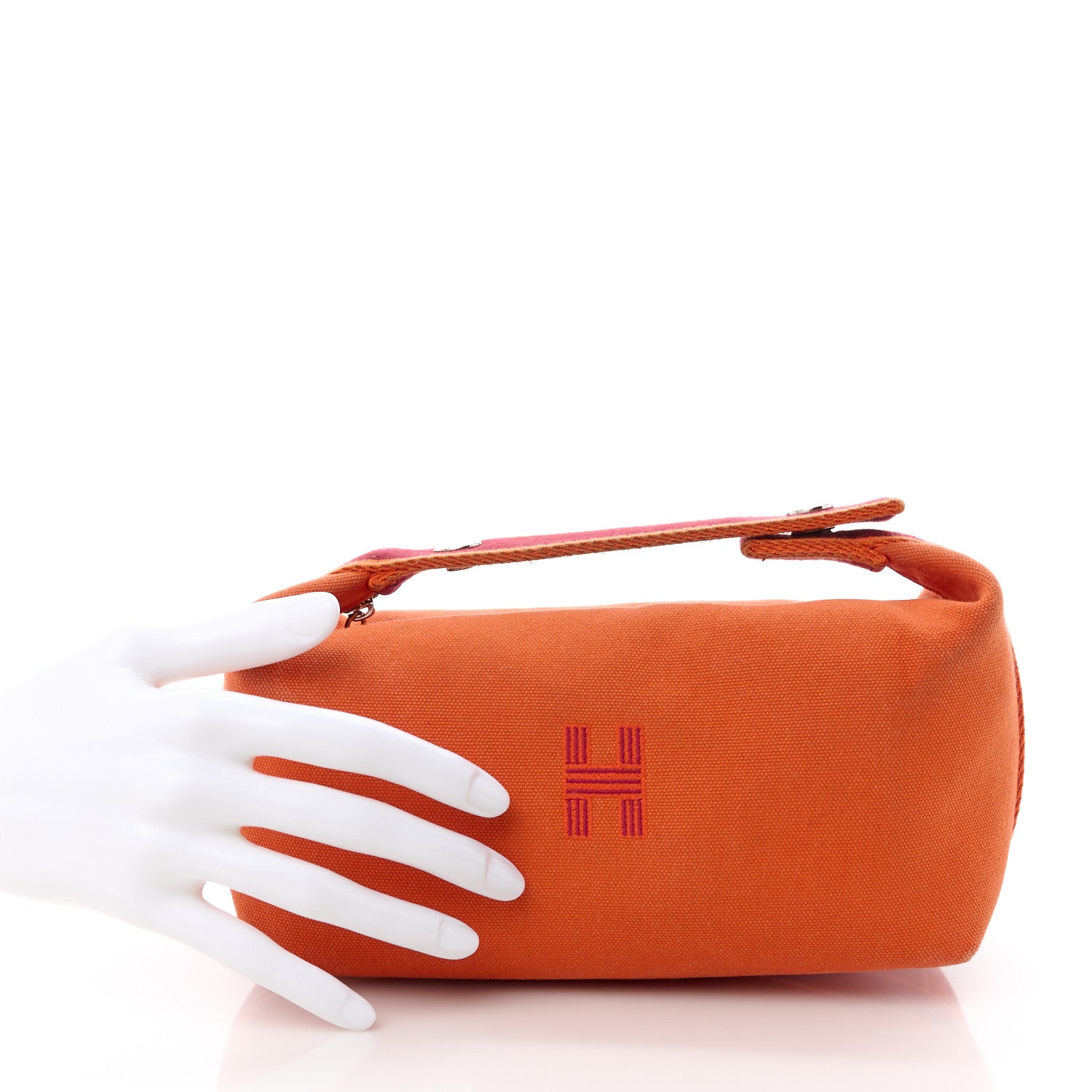 Hermes Canvas Small Bride-A-Brac Pouch Orange Burgundy 2 of 11