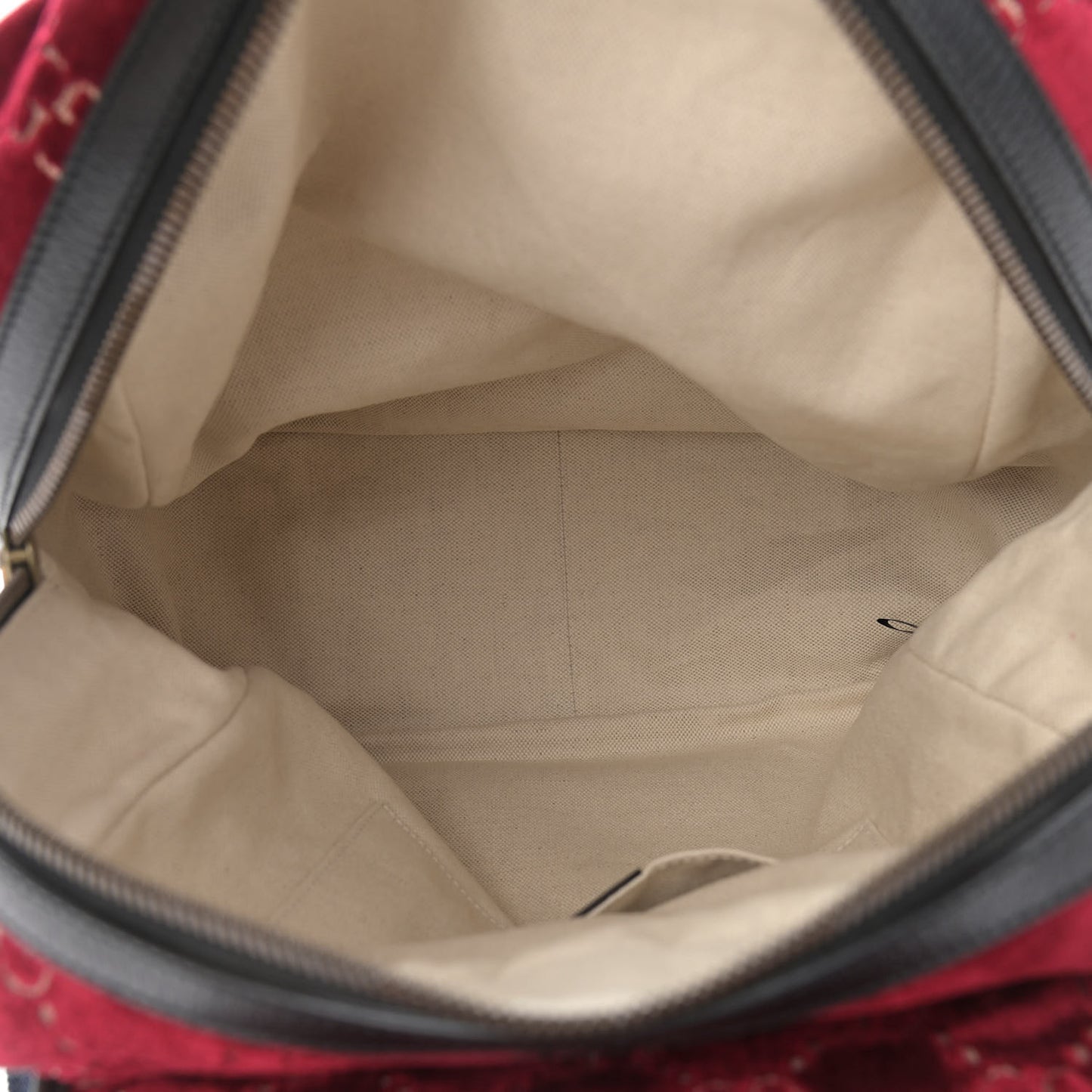 Velvet GG Monogram Textured Calfskin Web Small Double Buckle Backpack Red Cipria Black