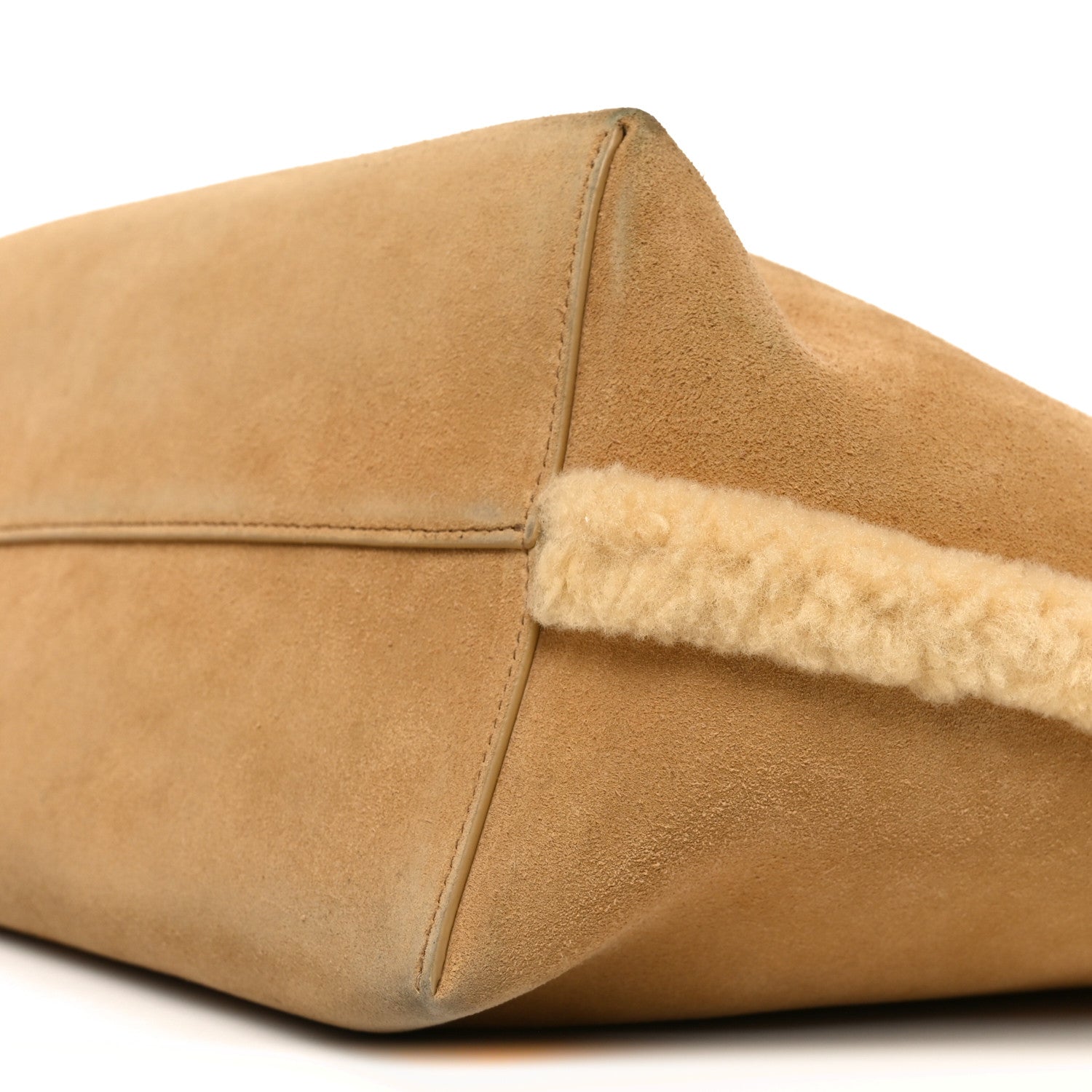 Celine Suede Shearling Triomphe Medium Cabas Anais Natural 19 of 23