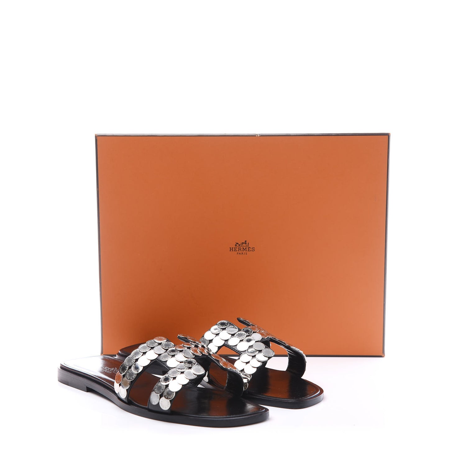 Calfskin Clou De Selle Oran Sandals 37 Black