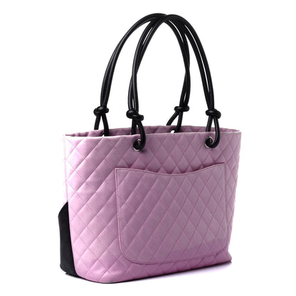 Chanel Calfskin Quilted Large Cambon Tote Pink Black 2 of 5