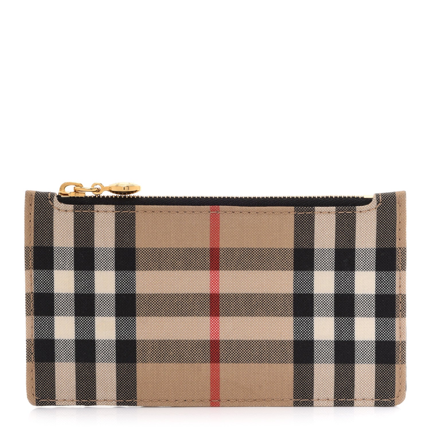 Burberry Vintage Check Calfskin Coin Case Card Holder Black 1 of 8