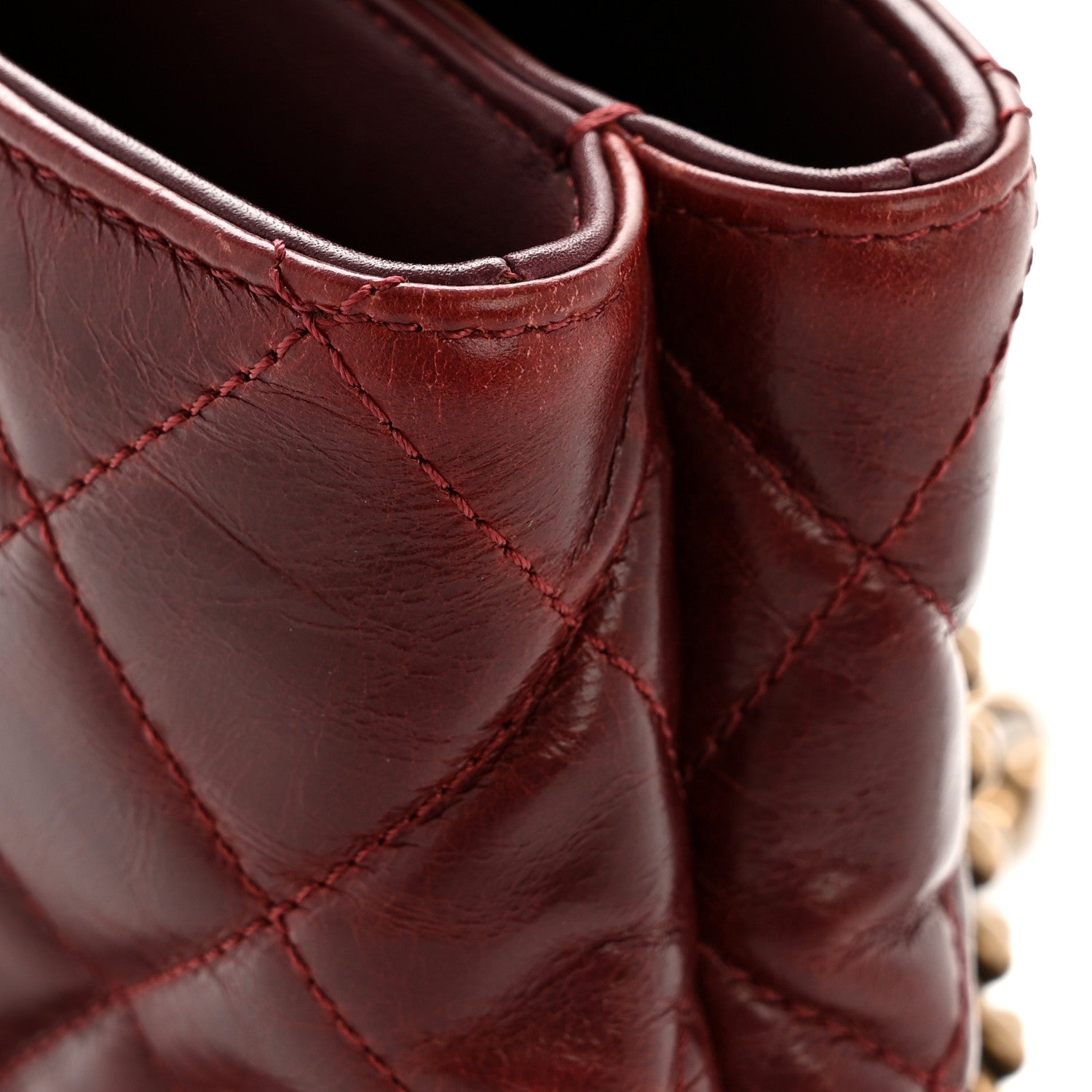 Chanel Glazed Calfskin Quilted Small Gold Bar Tote Red 15 of 15