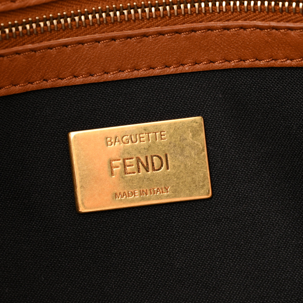 Fendi Nappa FF 1974 Embossed Baguette Coloniale 6 of 16
