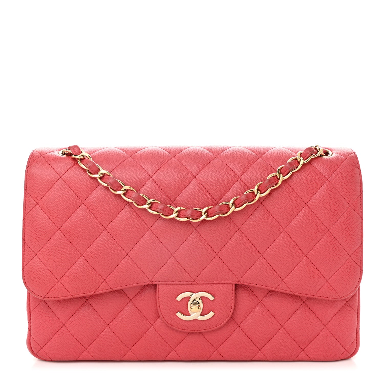 Chanel Caviar Quilted Jumbo Double Flap Red 1 of 11