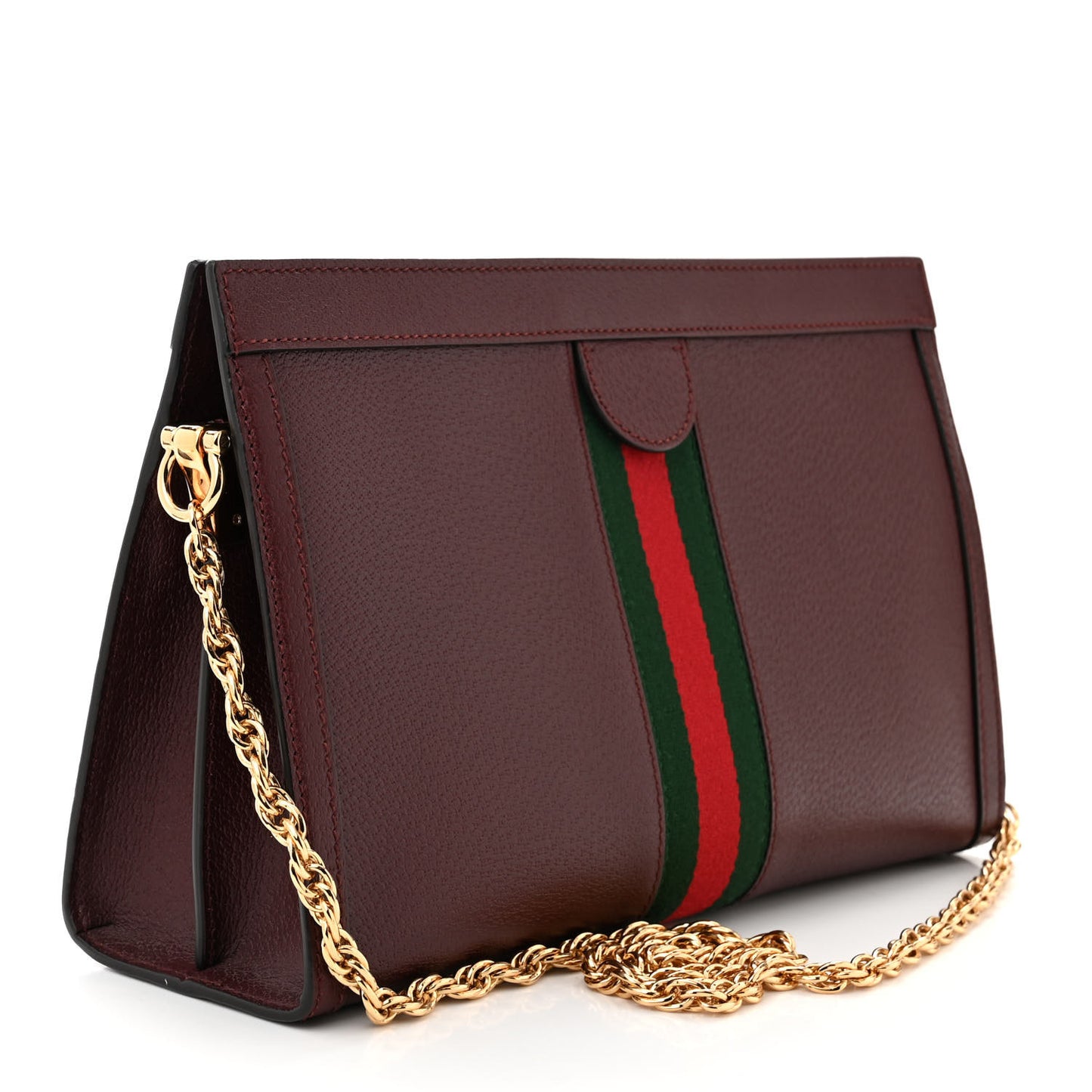 Textured Calfskin Web Medium Ophidia Chain Shoulder Bag Vintage Bordeaux