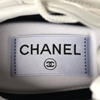Chanel Shiny Calfskin Suede Quilted CC Logo Sneakers 36.5 White 8 of 9