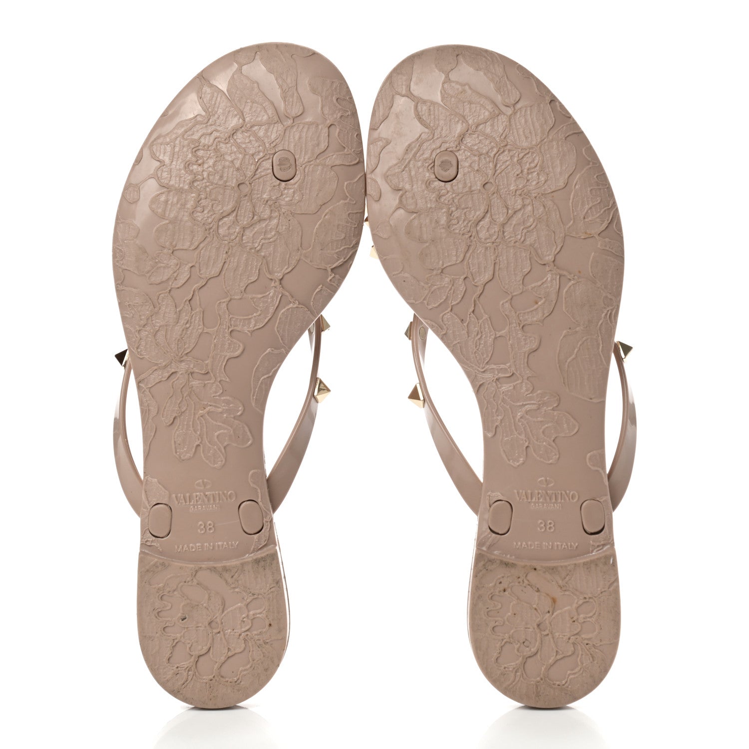 Valentino Garavani PVC Jelly Rockstud Bow Thong Sandals 38 Poudre 5 of 7
