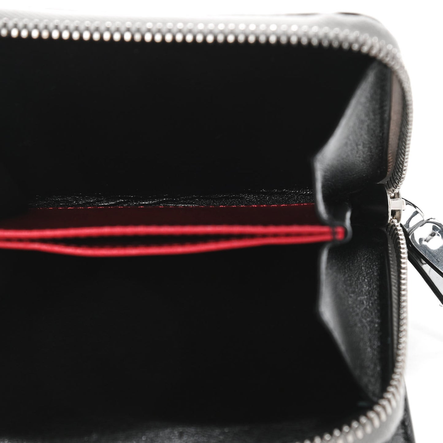 Metallic Patent Rockstud Spike Compact Zip Around Wallet Silver