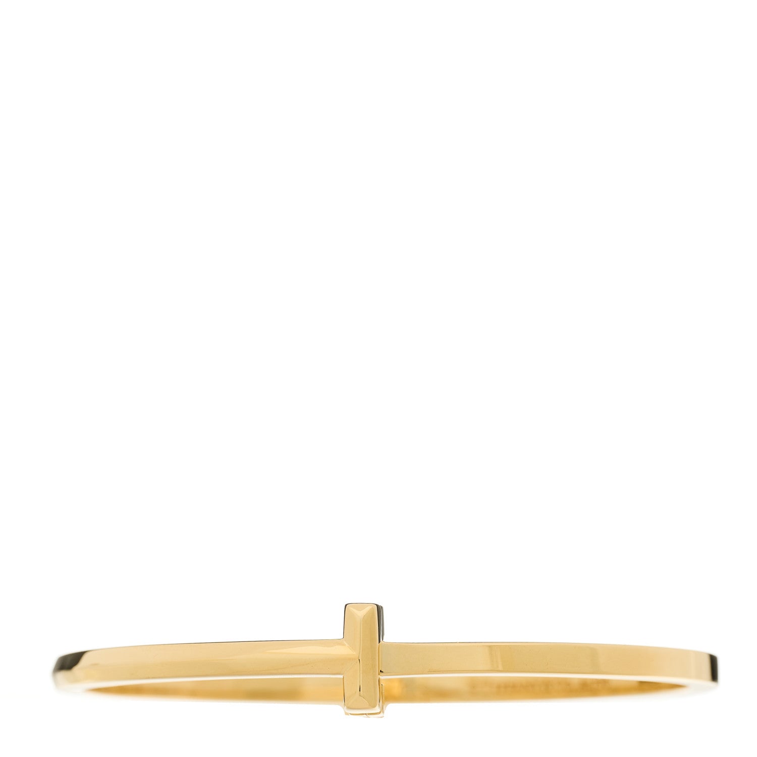 Tiffany 18K Yellow Gold Narrow T T1 Hinged Bangle Bracelet 1 of 4