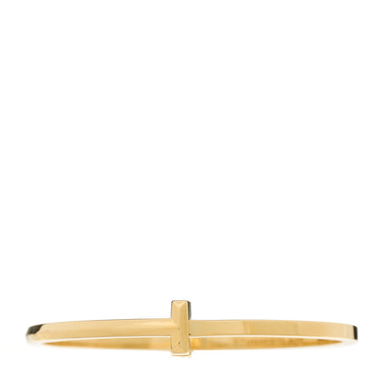 Tiffany 18K Yellow Gold Narrow T T1 Hinged Bangle Bracelet 1 of 4